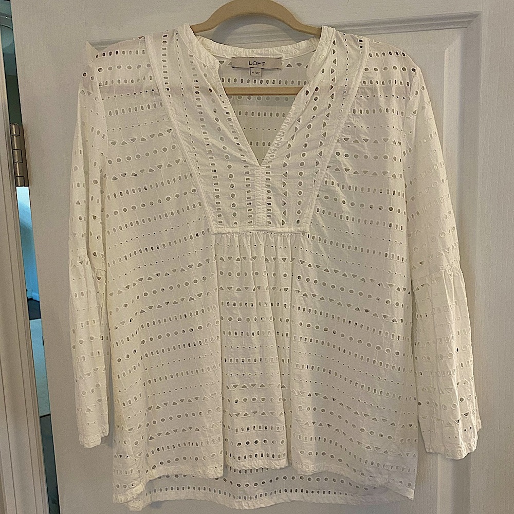 White cut out flowy top